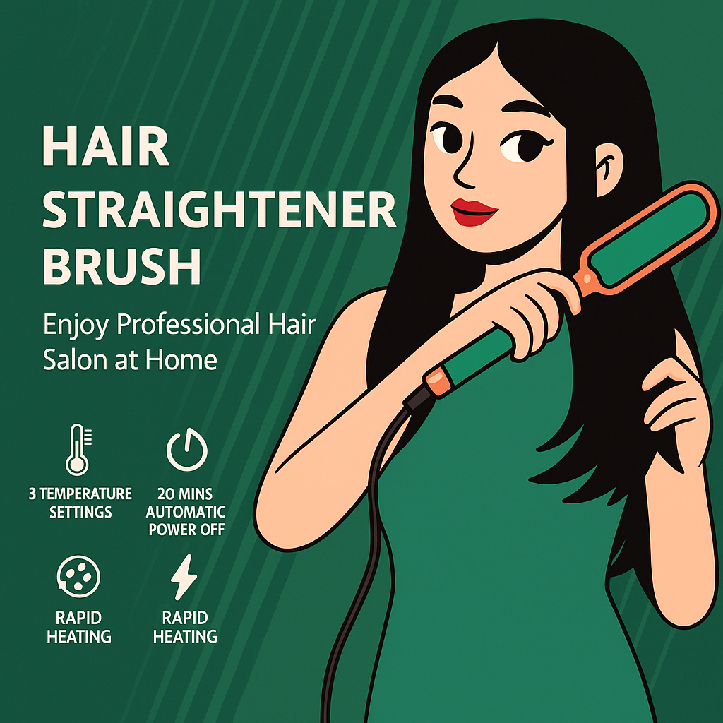 Professional Hair Straightener Tourmaline Ceramic Hair Curler Brush Hair Comb