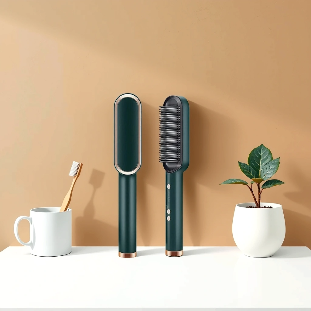Professional Hair Straightener Tourmaline Ceramic Hair Curler Brush Hair Comb